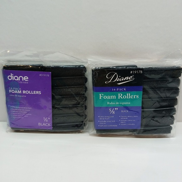 NEW Diane Foam Rollers Black 5/8 inches TWO packs of 14 - Picture 3 of 7